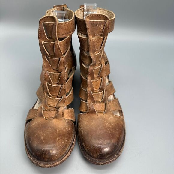Freebird By Steven Stone Cutout Bootie Womens 6 Brown Shoe Strappy Buckled Boot - Picture 2 of 9